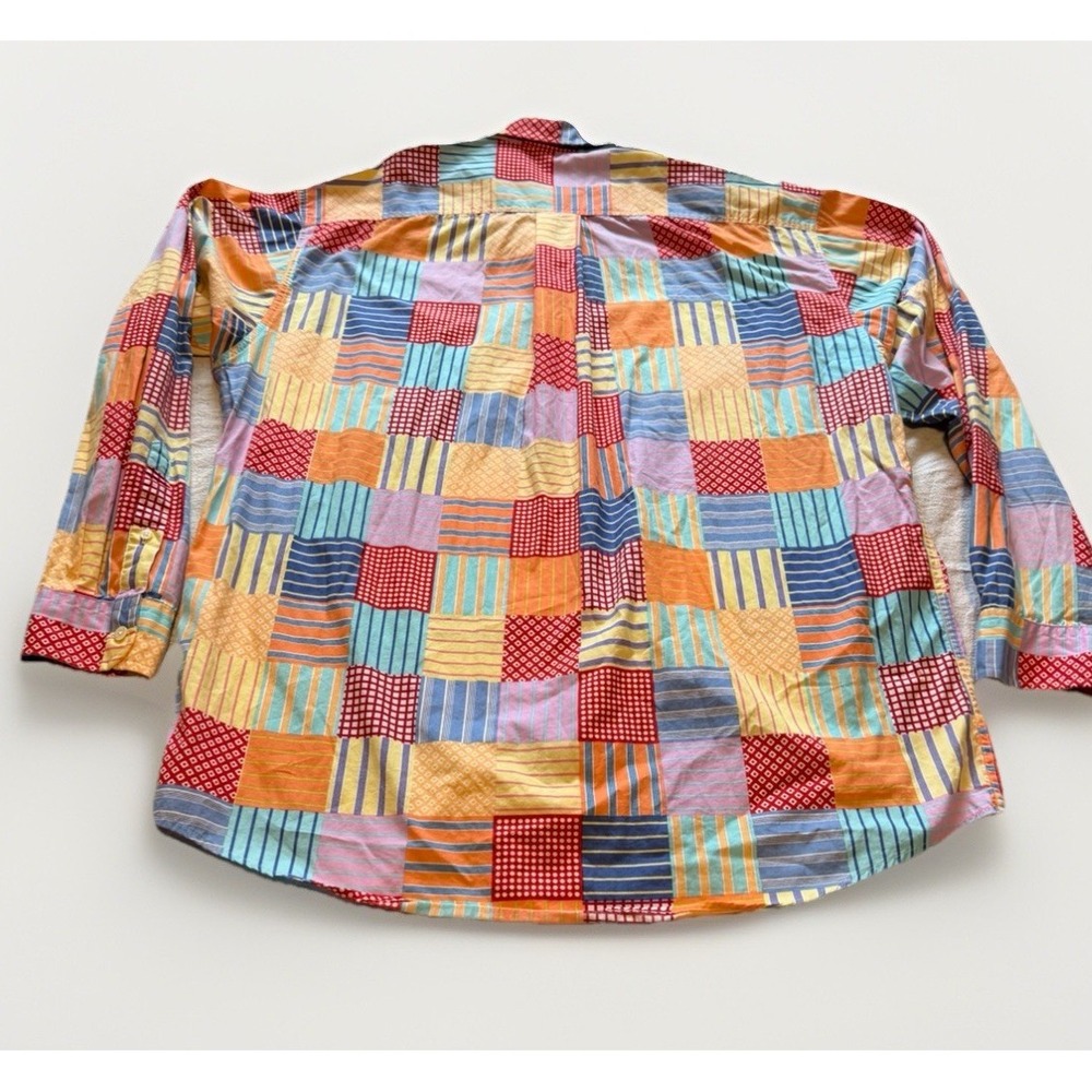 Vintage J.Crew Patchwork Button Down Shirt Mens L… - image 2